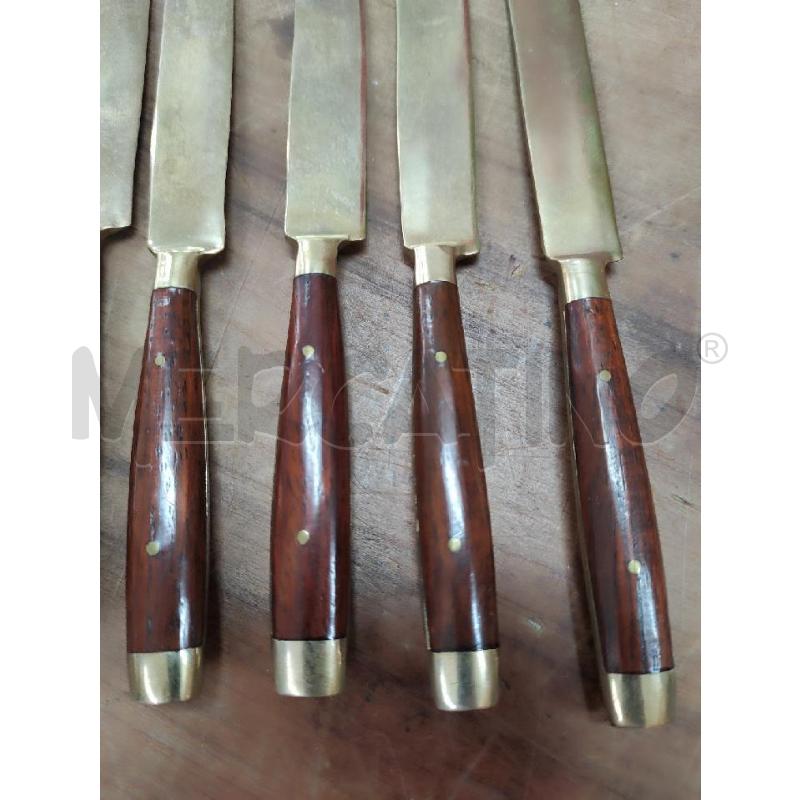 COLTELLI 1+6 MANICO LEGNO OTTONE | Mercatino dell'Usato Manduria 4