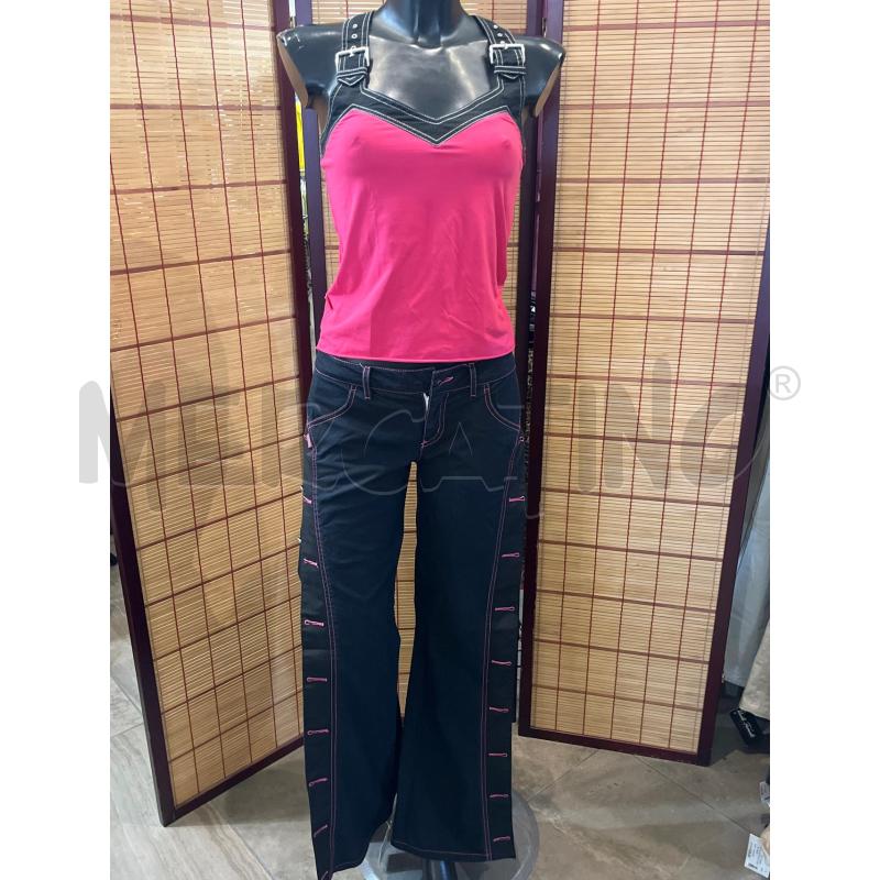 COMPLETO DONNA TOP+PANTALONE MOSCHINO FUCSIA NERO | Mercatino dell'Usato Manduria 1