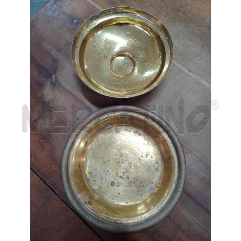 CONTENITORE OTTONE MARTELLATO ZANETTO CON COPERCHIO | Mercatino dell'Usato Manduria 3
