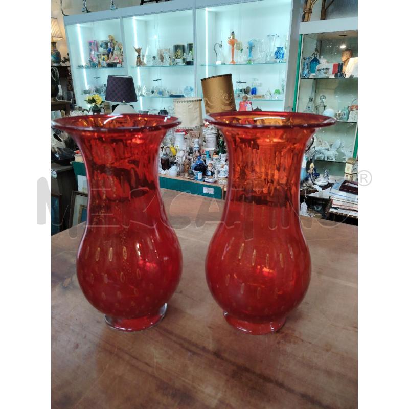 COPPA VASI VETRO MURANO ROSSO ORO 31 CM  | Mercatino dell'Usato Manduria 1