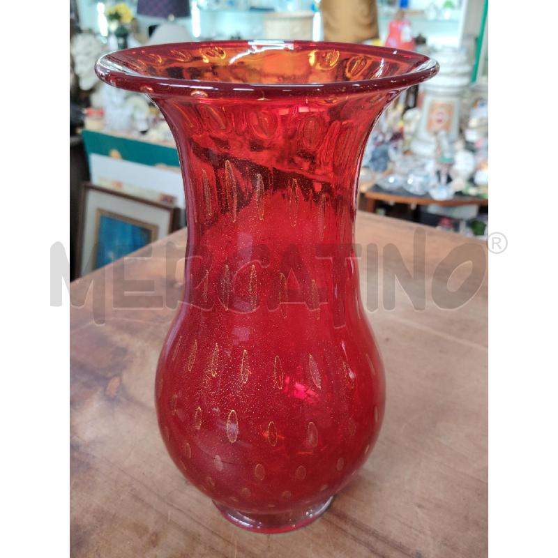 COPPA VASI VETRO MURANO ROSSO ORO 31 CM  | Mercatino dell'Usato Manduria 2