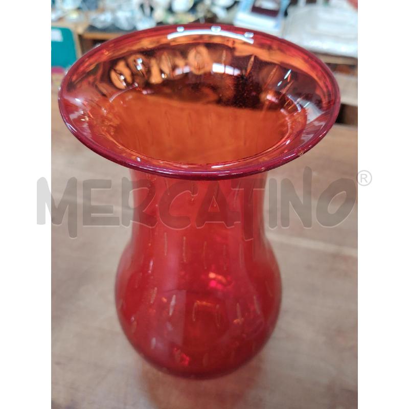 COPPA VASI VETRO MURANO ROSSO ORO 31 CM  | Mercatino dell'Usato Manduria 3