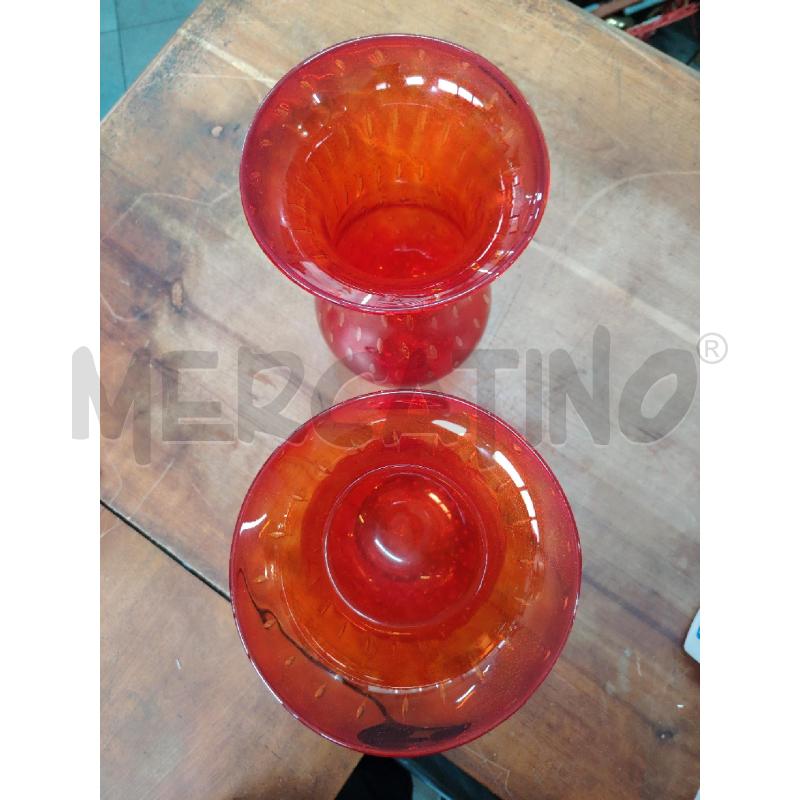 COPPA VASI VETRO MURANO ROSSO ORO 31 CM  | Mercatino dell'Usato Manduria 4