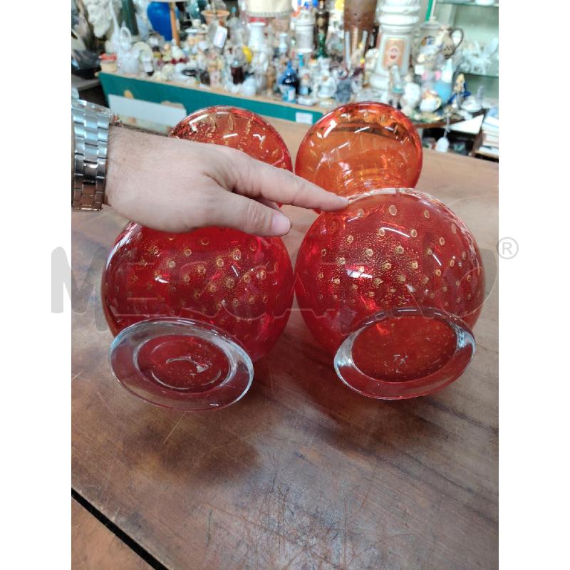 COPPA VASI VETRO MURANO ROSSO ORO 31 CM  | Mercatino dell'Usato Manduria 5
