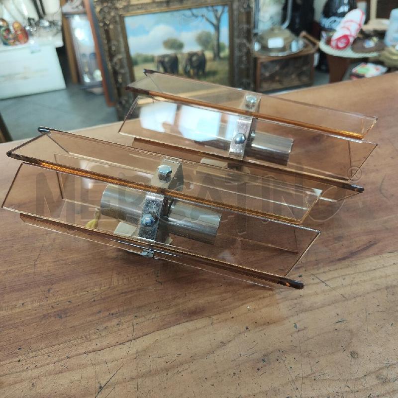 COPPIA APPLIQUE ATTR VECA VETRO ROSA MID CENTURY MODERNIARIATO | Mercatino dell'Usato Manduria 2