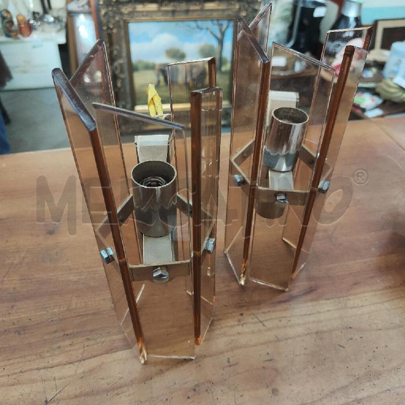 COPPIA APPLIQUE ATTR VECA VETRO ROSA MID CENTURY MODERNIARIATO | Mercatino dell'Usato Manduria 3