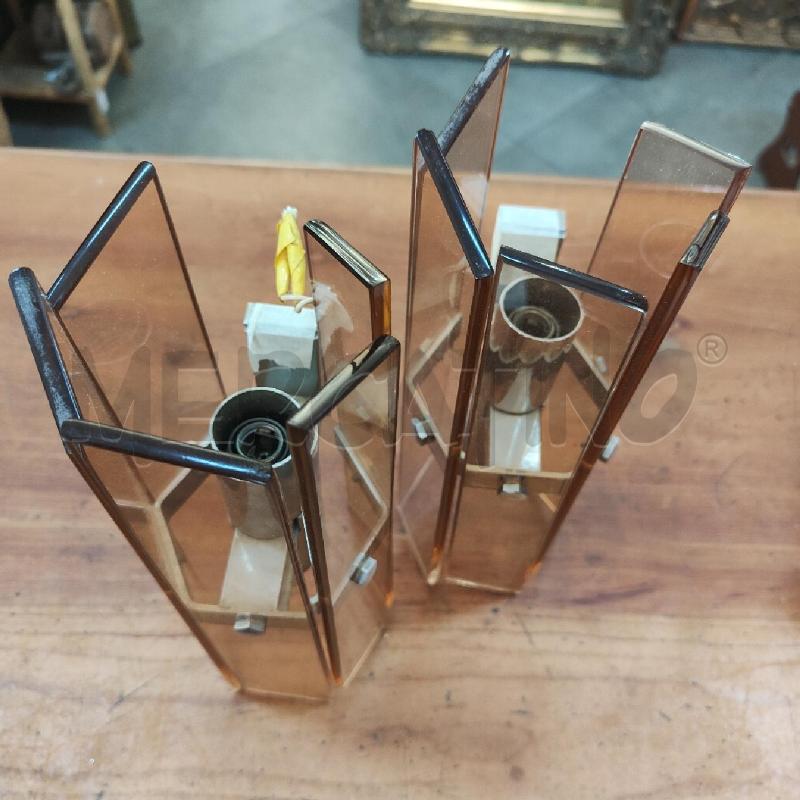 COPPIA APPLIQUE ATTR VECA VETRO ROSA MID CENTURY MODERNIARIATO | Mercatino dell'Usato Manduria 4