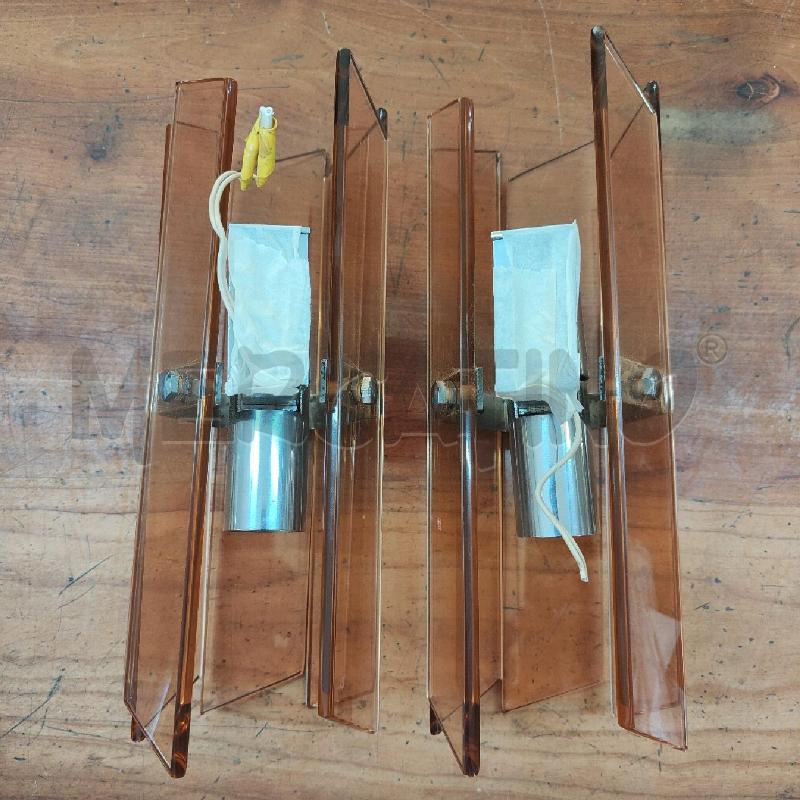COPPIA APPLIQUE ATTR VECA VETRO ROSA MID CENTURY MODERNIARIATO | Mercatino dell'Usato Manduria 5