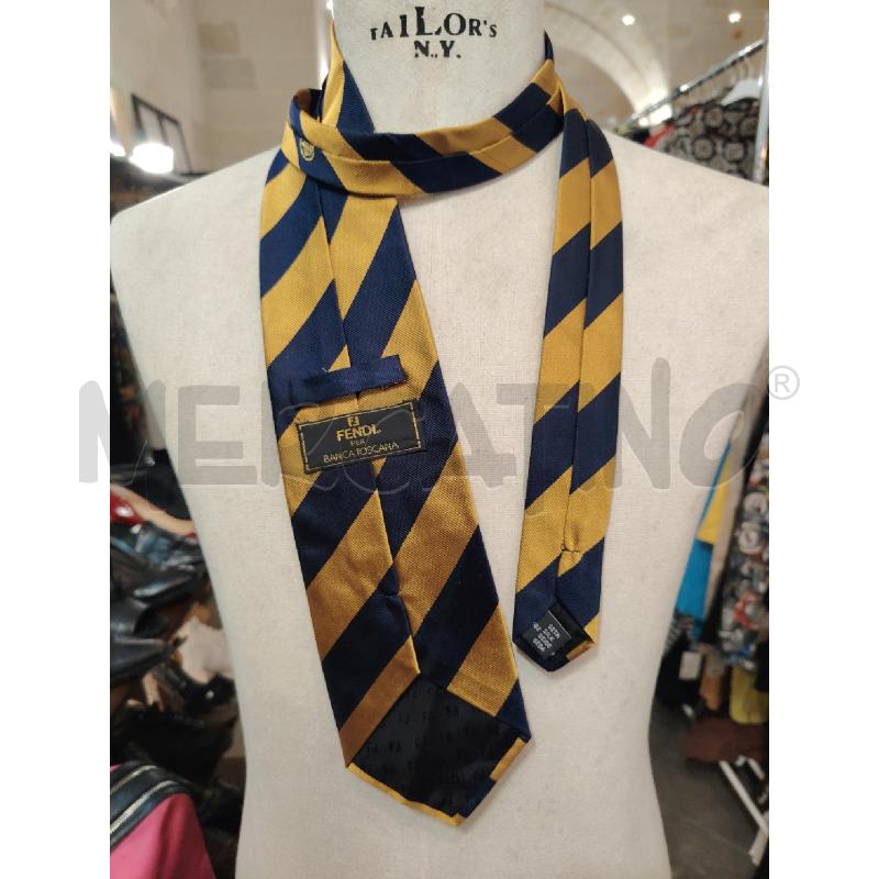 CRAVATTA FENDI X BANCA TOSCANA SETA RIGATA BLU GIALLA | Mercatino dell'Usato Manduria 3
