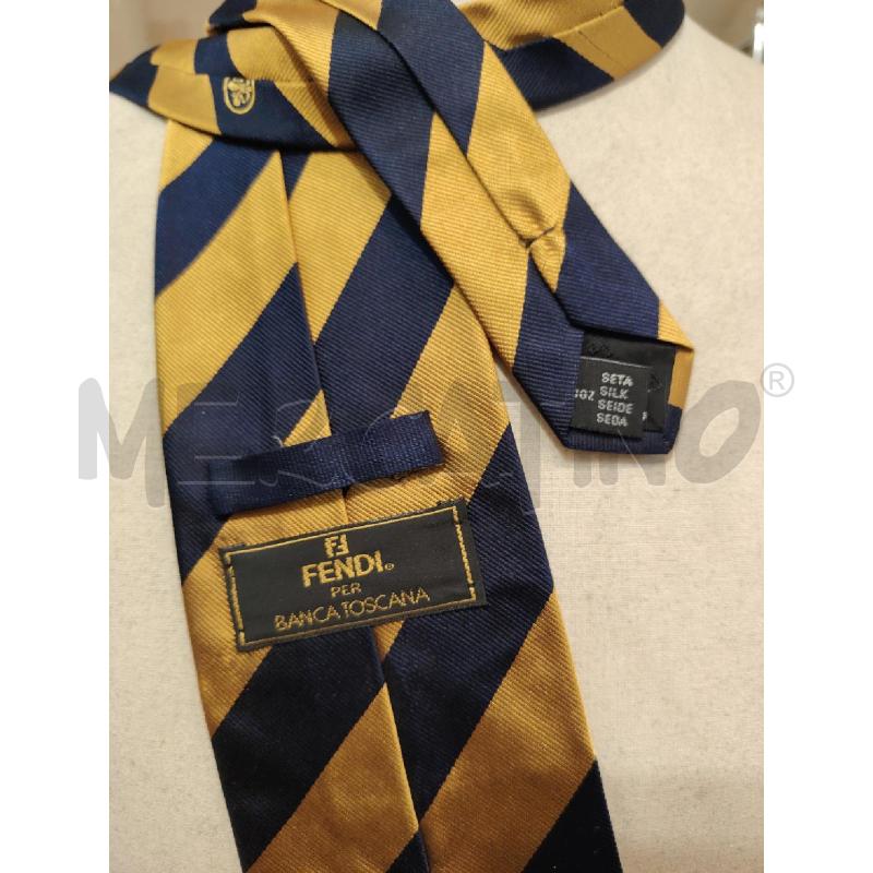 CRAVATTA FENDI X BANCA TOSCANA SETA RIGATA BLU GIALLA | Mercatino dell'Usato Manduria 4
