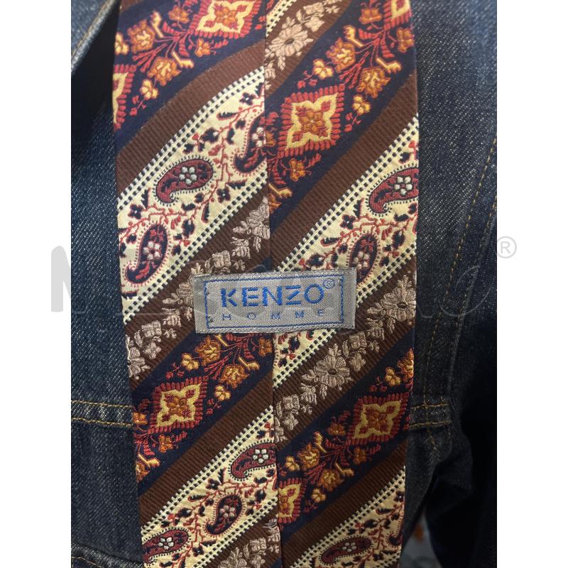 CRAVATTA KENZO BANDE OBLUQUE PAISLEY BEIGE MARRONE BLU BORDEAUX | Mercatino dell'Usato Manduria 3