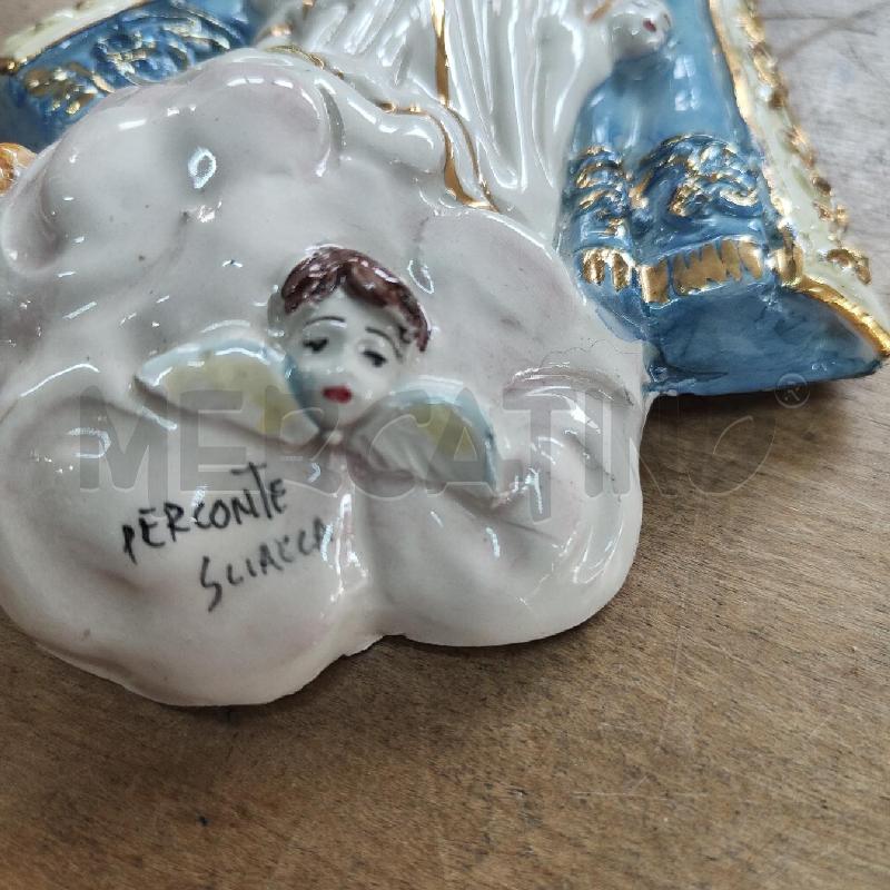 FORMELLA CERAMICA PERCONTE SCIACCA MADONNA BAMBINO POLICROMA 23X14 | Mercatino dell'Usato Manduria 2