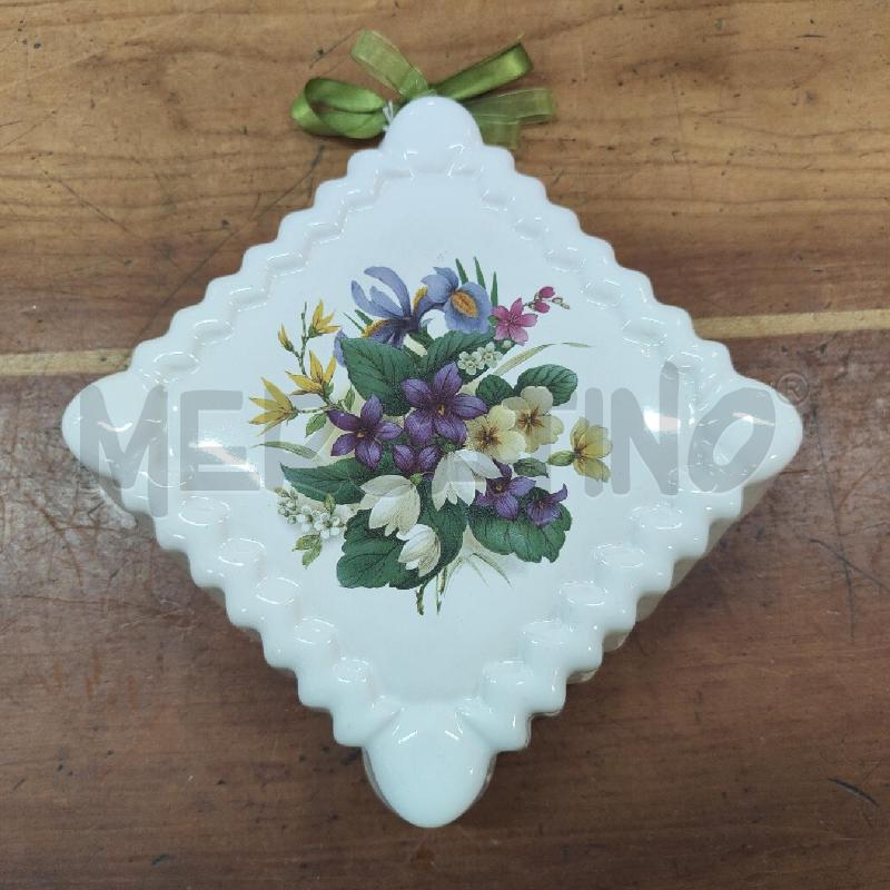 FORMELLA CERAMICA ROMETTI FIORI NASTRO VERDE | Mercatino dell'Usato Manduria 1