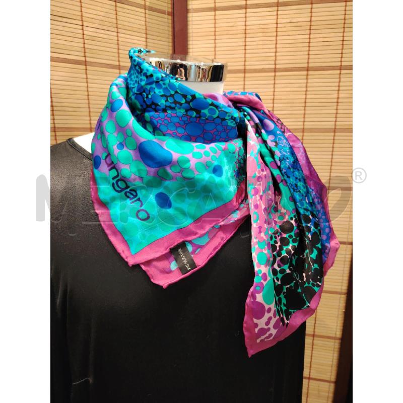 FOULARD UNGARO SETA TONO TURCHESE VIOLA BLU CONFEZIONE PLASTICA ORIGINALE | Mercatino dell'Usato Manduria 1
