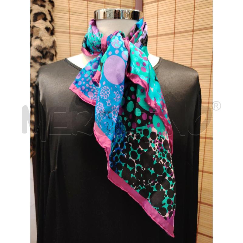 FOULARD UNGARO SETA TONO TURCHESE VIOLA BLU CONFEZIONE PLASTICA ORIGINALE | Mercatino dell'Usato Manduria 4