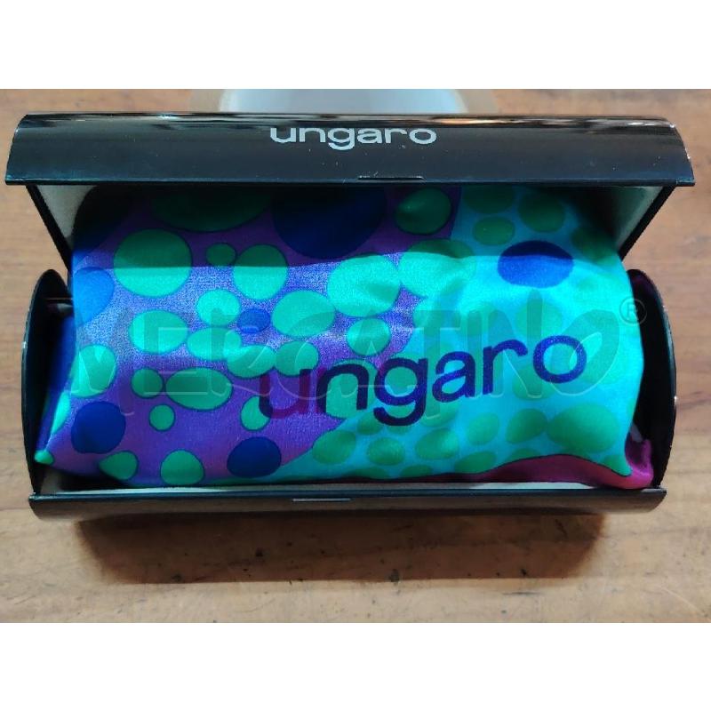 FOULARD UNGARO SETA TONO TURCHESE VIOLA BLU CONFEZIONE PLASTICA ORIGINALE | Mercatino dell'Usato Manduria 5