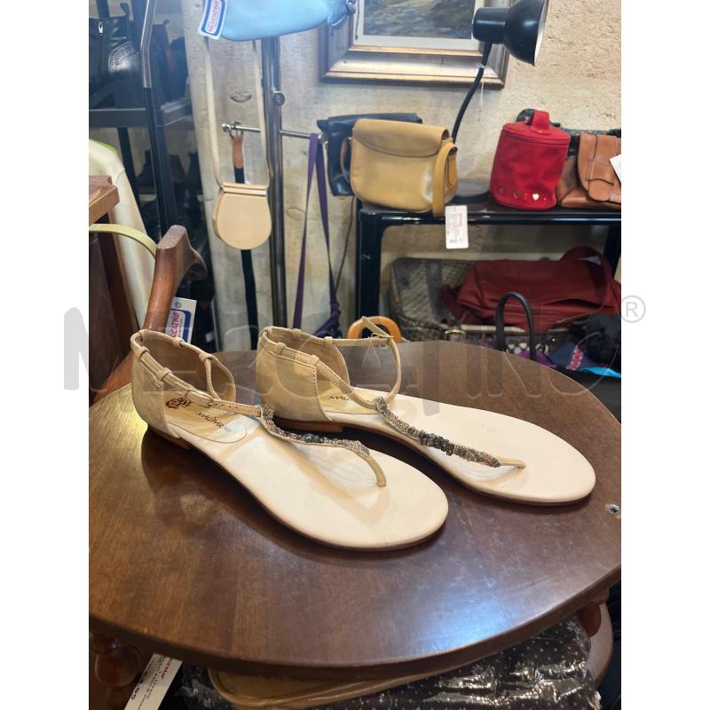 INFRADITO DONNA 39 MALIPARMI BEIGE PELLE STRASS PERLINE GRIGIE | Mercatino dell'Usato Manduria 1