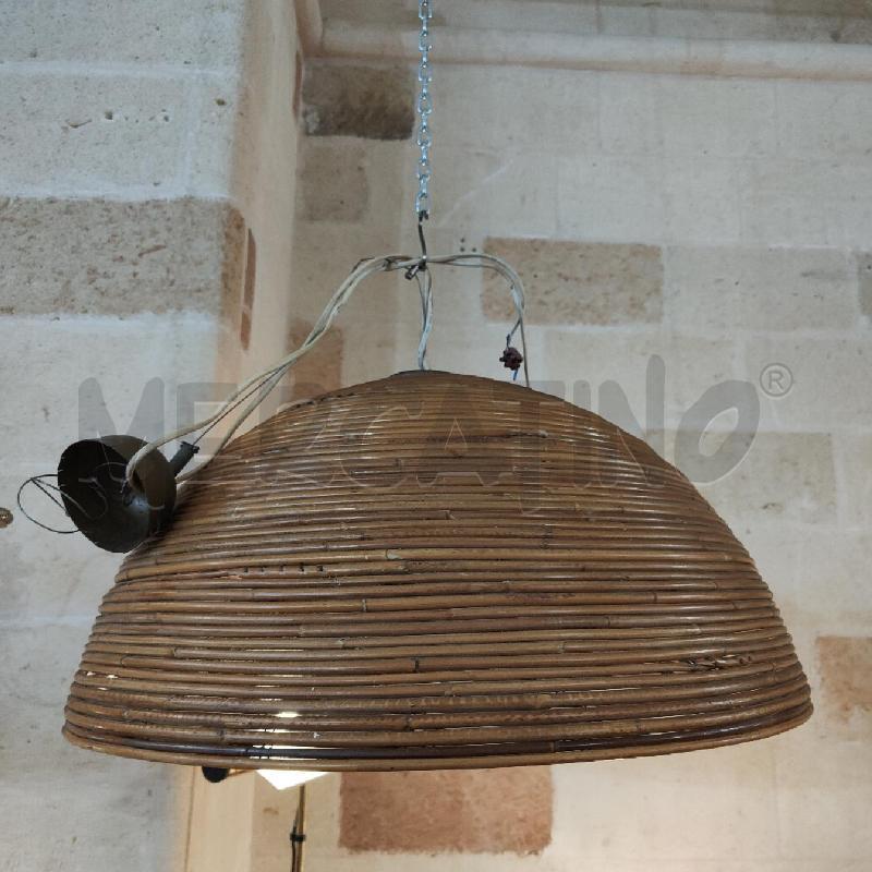 LAMPADARIO RATTAN MIDOLLINO MID CENTURY DIAMETRO 70CM CIRCA | Mercatino dell'Usato Manduria 1