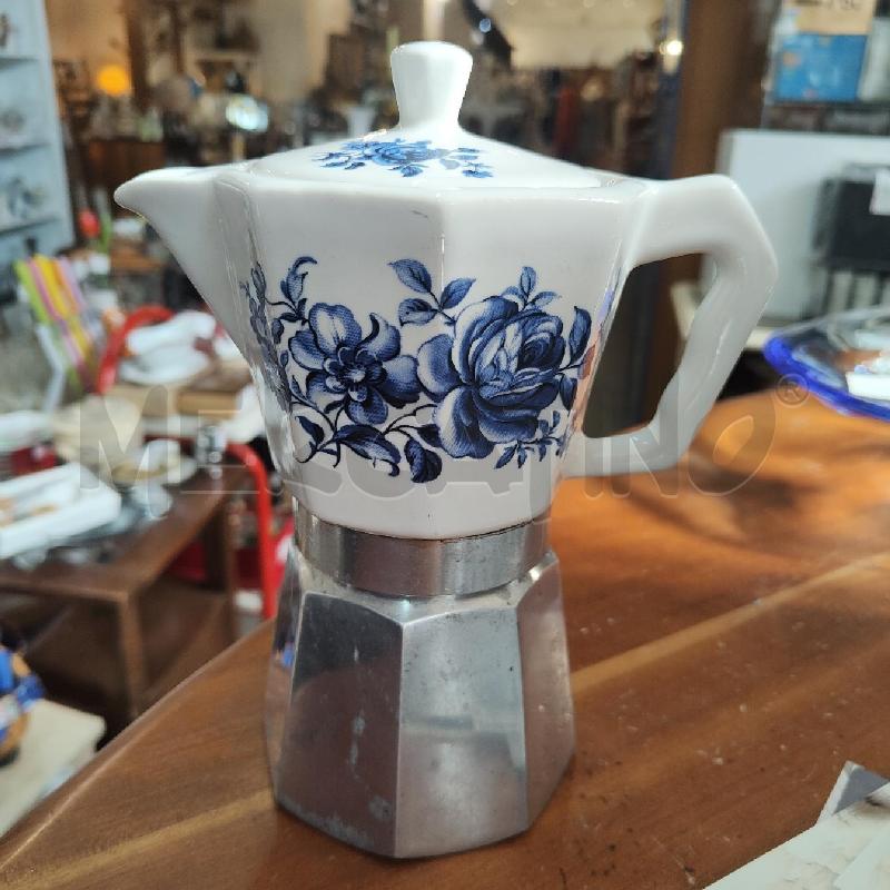MOKA FLORY EXPRESS PORCELLANA ALLUMINIO FIORI BLU | Mercatino dell'Usato Manduria 2