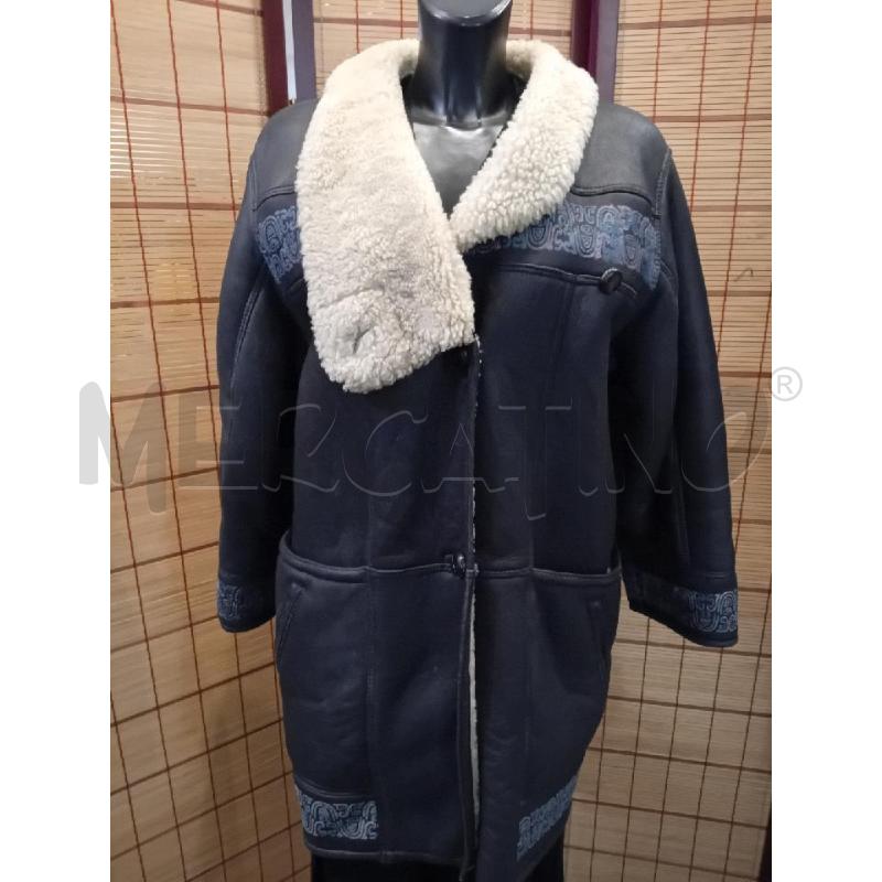 MONTONE DONNA 44 VINTAGE BLU SCURO BORDI DISEGNI ROSA AZZURRI | Mercatino dell'Usato Manduria 1