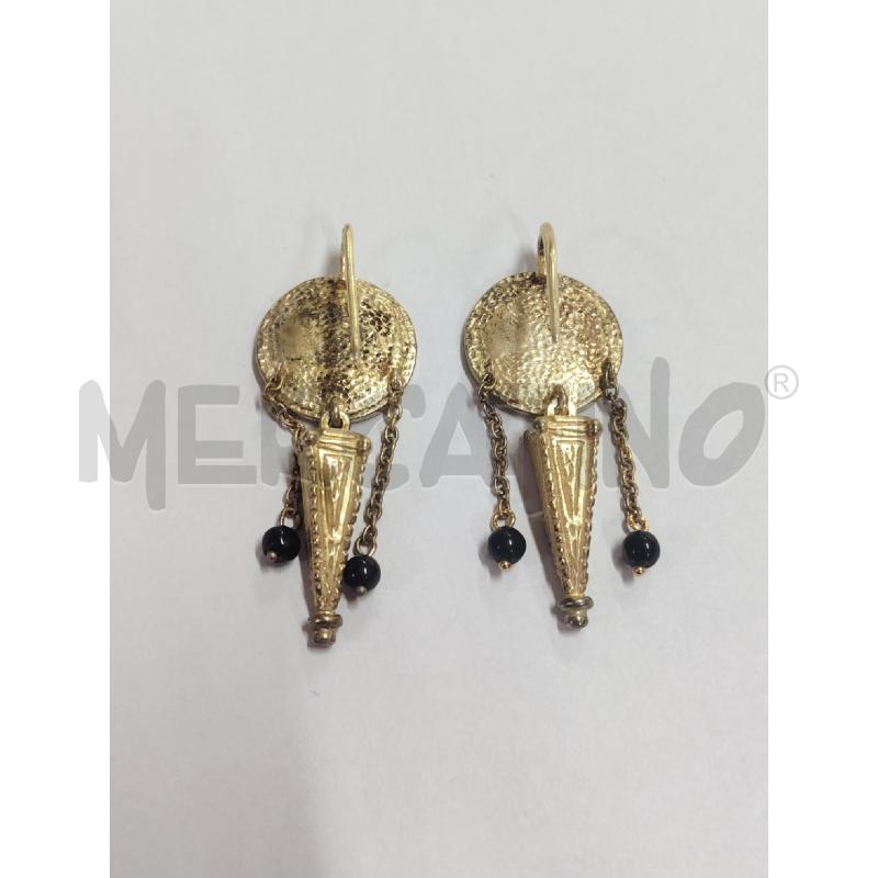 ORECCHINI ARG STILE MAGNA GRECIA DORATI PERLINE NERE | Mercatino dell'Usato Manduria 4