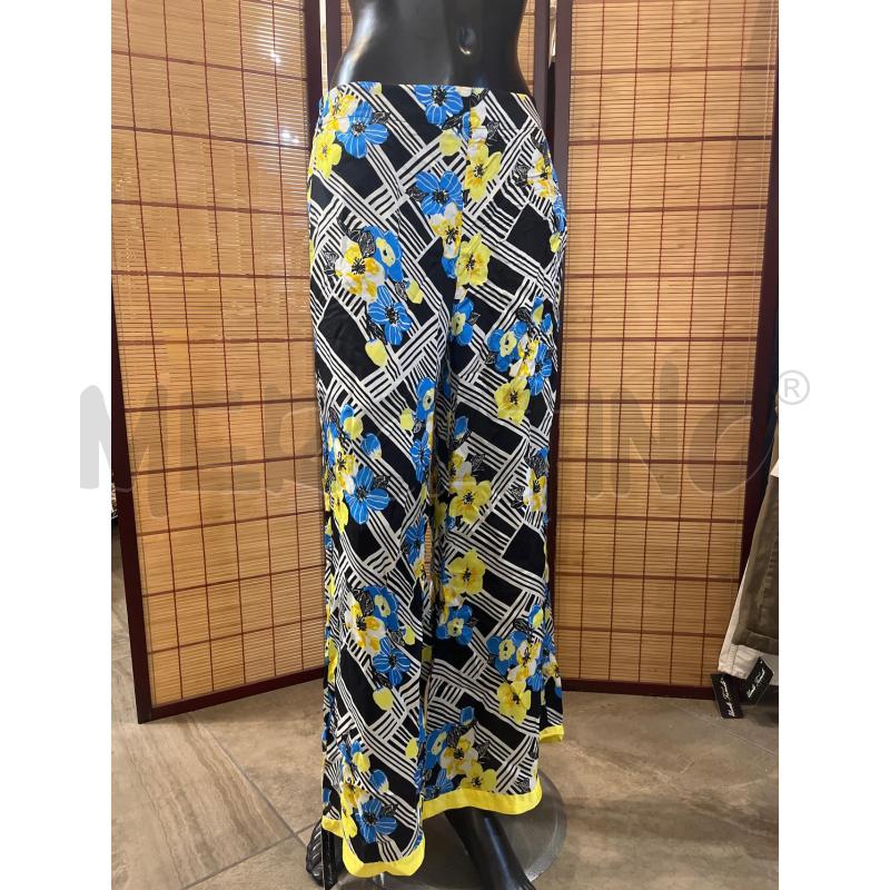 PANTALONE DONNA 42 JUCCA FIORI AZZURRI GIALLI VISCOSA | Mercatino dell'Usato Manduria 1