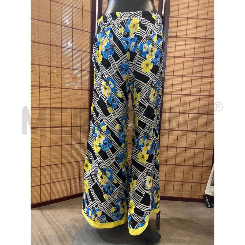 PANTALONE DONNA 42 JUCCA FIORI AZZURRI GIALLI VISCOSA | Mercatino dell'Usato Manduria 2