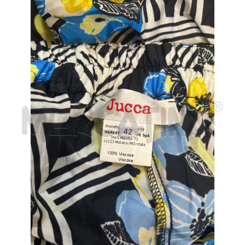 PANTALONE DONNA 42 JUCCA FIORI AZZURRI GIALLI VISCOSA | Mercatino dell'Usato Manduria 4