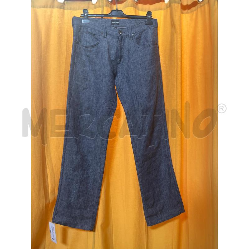 PANTALONE UOMO 32 GIORGIO ARMANI BLU MELANGE LINO | Mercatino dell'Usato Manduria 1