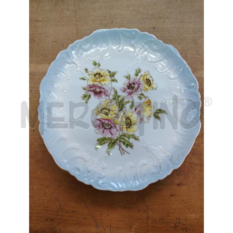 PIATTINO PORCELLANA EPOCA PAPAVERI GIALLI ROSA | Mercatino dell'Usato Manduria 1