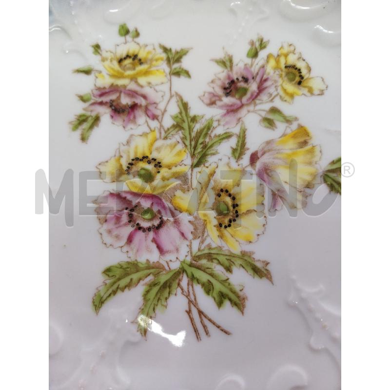 PIATTINO PORCELLANA EPOCA PAPAVERI GIALLI ROSA | Mercatino dell'Usato Manduria 2