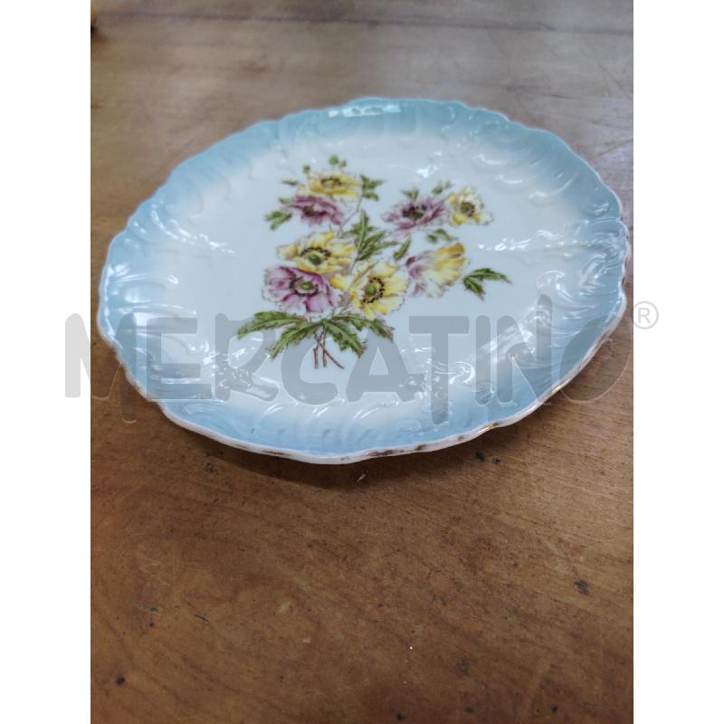 PIATTINO PORCELLANA EPOCA PAPAVERI GIALLI ROSA | Mercatino dell'Usato Manduria 3