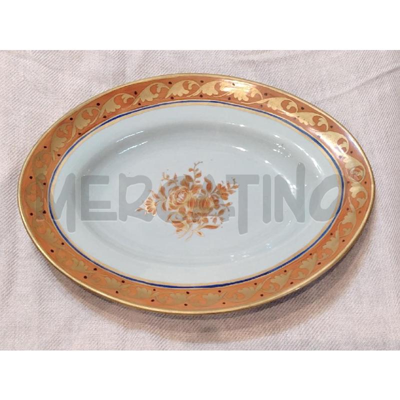 PIATTO OVALE LOWESTOFT PORCELLANA ARANCIONE FIORI DORATI  | Mercatino dell'Usato Manduria 1
