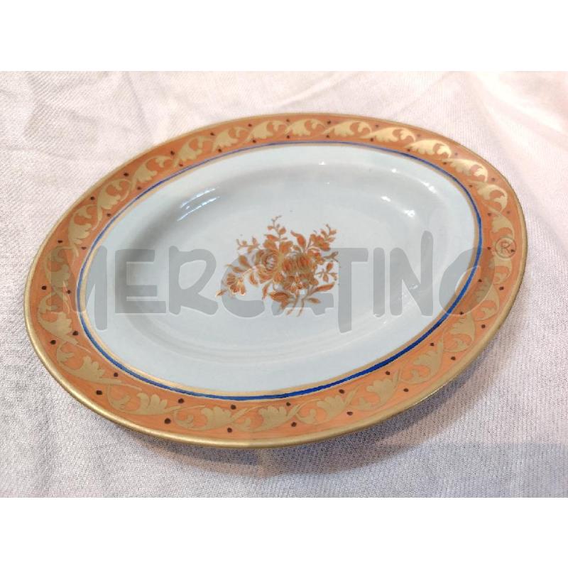 PIATTO OVALE LOWESTOFT PORCELLANA ARANCIONE FIORI DORATI  | Mercatino dell'Usato Manduria 2