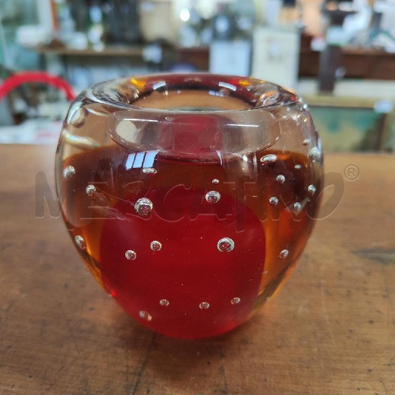 PORTA CANDELA CRISTALLO ROSENTHAL ROSSO BULLICANTE | Mercatino dell'Usato Manduria 1