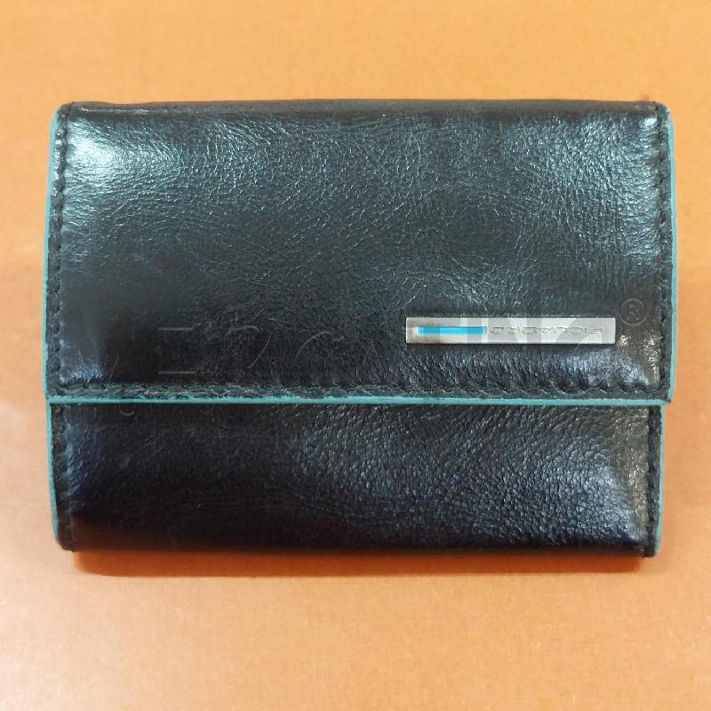 PORTA CHIAVI PIQUADRO PELLE NERO BORDINI BLU | Mercatino dell'Usato Manduria 1
