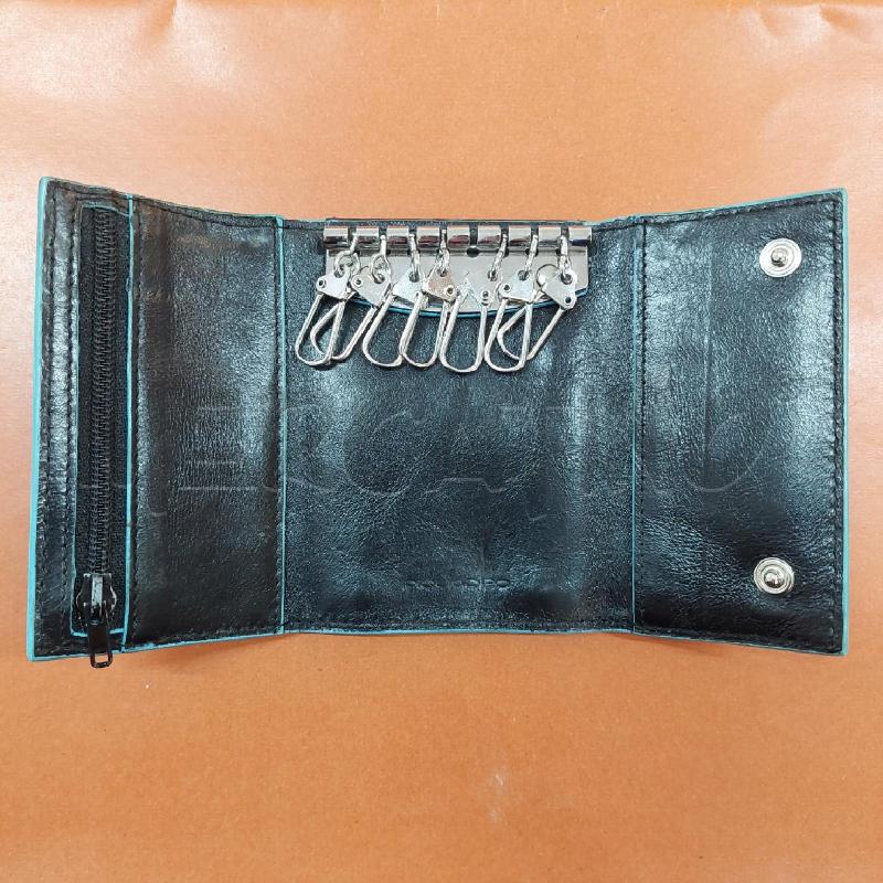 PORTA CHIAVI PIQUADRO PELLE NERO BORDINI BLU | Mercatino dell'Usato Manduria 3