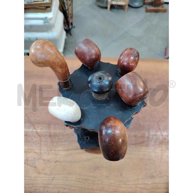 PORTA PIPE LEGNO EPOCA LACCATO NERO POMELLO + 6 PIPE  | Mercatino dell'Usato Manduria 5