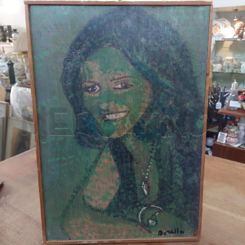 QUADRO ROCCO BORELLA DONNA VERDE SORRIDENTE  | Mercatino dell'Usato Manduria 1