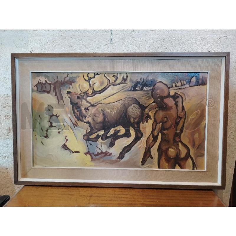 QUADRO SANGENNARI D. SCENA CACCIA ASTRATTO  | Mercatino dell'Usato Manduria 1