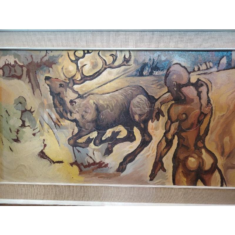 QUADRO SANGENNARI D. SCENA CACCIA ASTRATTO  | Mercatino dell'Usato Manduria 2