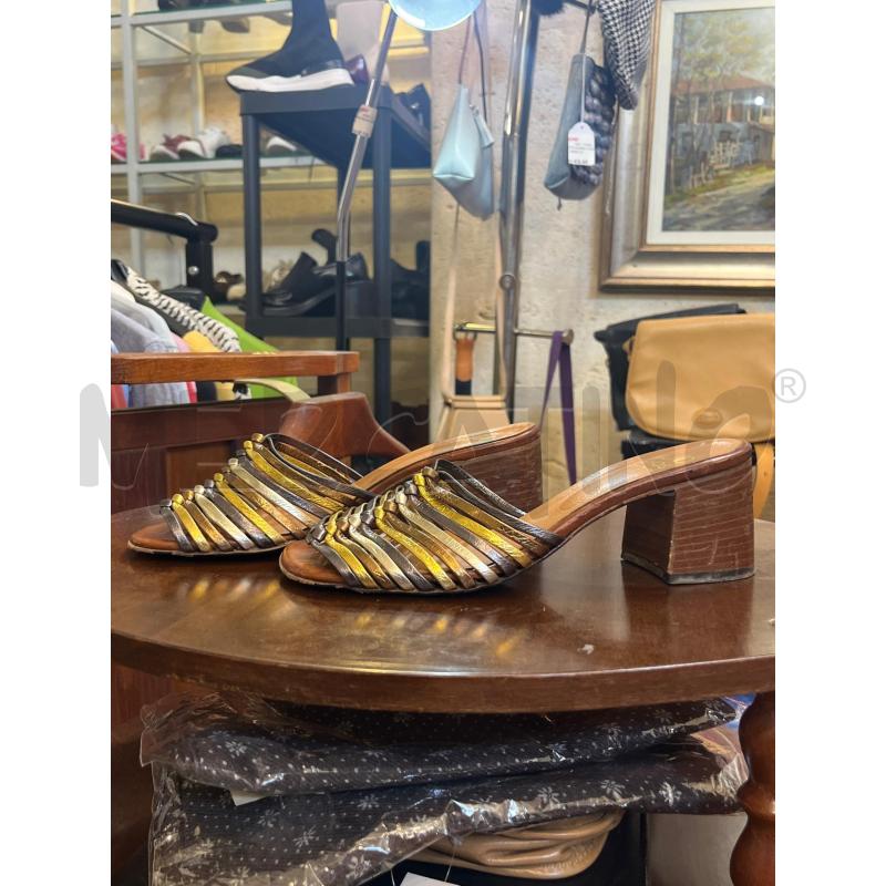 SANDALI DONNA 37 JO GHOST PELLE FASCETTE ARGENTATE DORATE | Mercatino dell'Usato Manduria 4