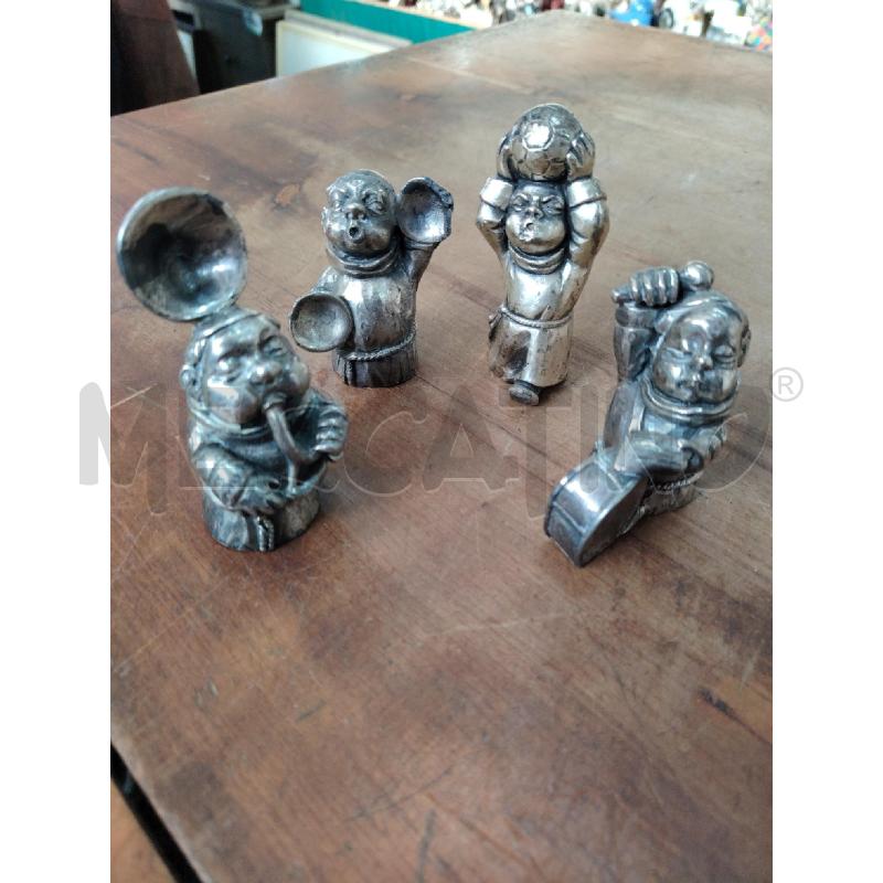 SET 4 FRATI SUONATORI IN PELTRO ARGENTATO ITALY VINTAGE | Mercatino dell'Usato Manduria 1