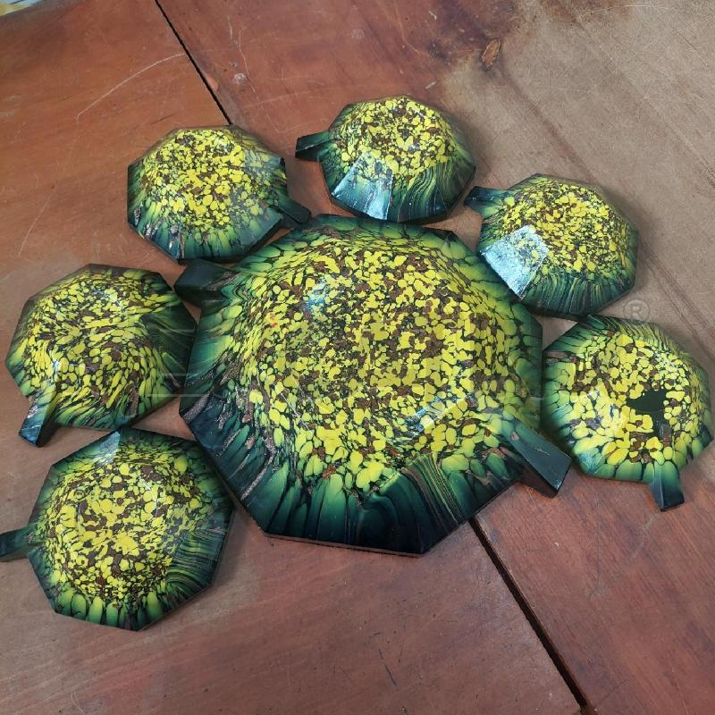 SET CIOTOLA + 6 CIOTOLINE MURANO AVVENTURINA NERA VERDE FLUO  | Mercatino dell'Usato Manduria 4