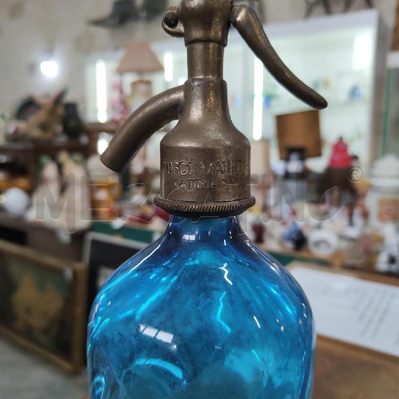 SIFONE SODA SELTZ TURCI MARIO CATTOLICA VETRO AZZURRO EPOCA | Mercatino dell'Usato Manduria 4
