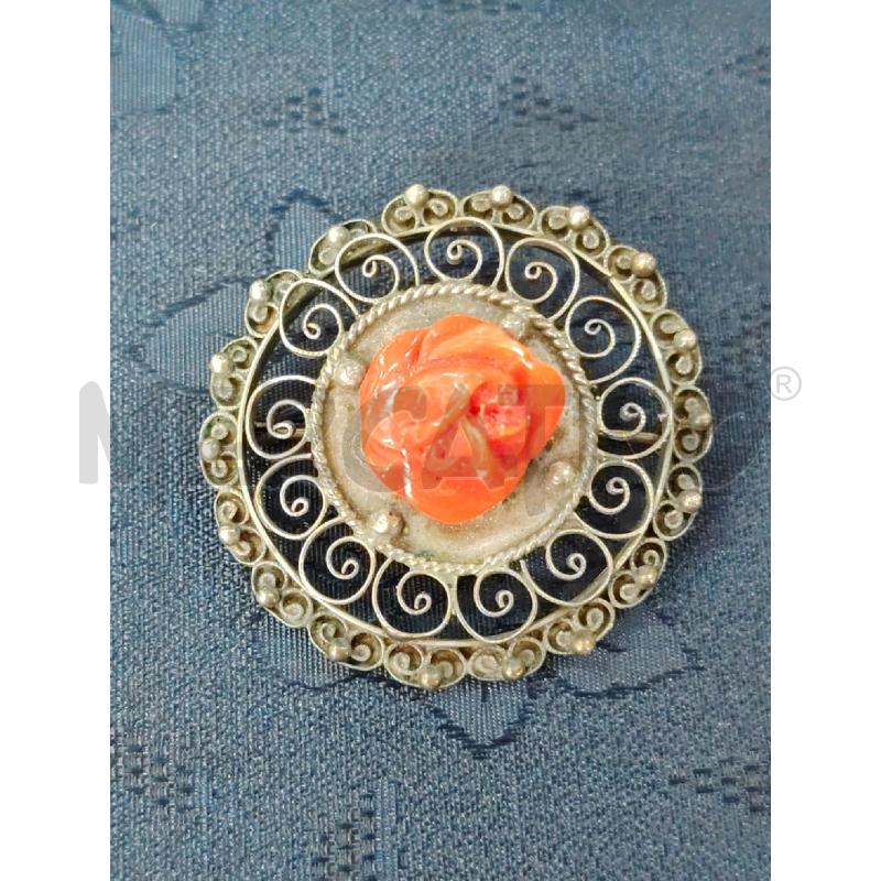 SPILLA EPOCA ROSONE RICCI ROSA CORALLO  | Mercatino dell'Usato Manduria 1