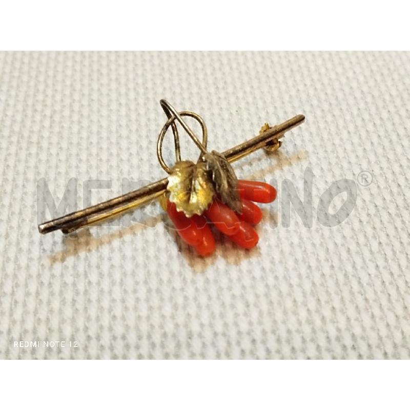 SPILLA GRAPPOLO CORALLO FOGLIE ARG 800 DORATO | Mercatino dell'Usato Manduria 1