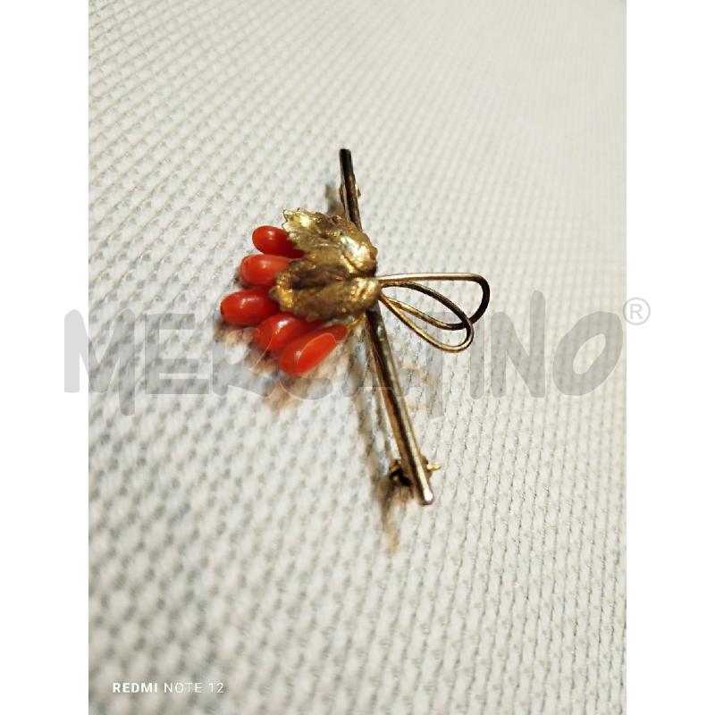 SPILLA GRAPPOLO CORALLO FOGLIE ARG 800 DORATO | Mercatino dell'Usato Manduria 2