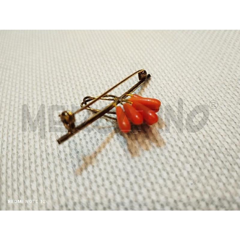 SPILLA GRAPPOLO CORALLO FOGLIE ARG 800 DORATO | Mercatino dell'Usato Manduria 3