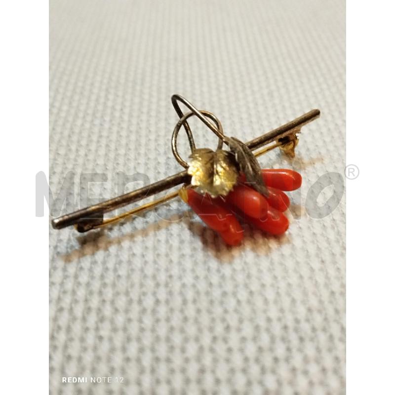 SPILLA GRAPPOLO CORALLO FOGLIE ARG 800 DORATO | Mercatino dell'Usato Manduria 5